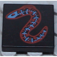 Part 3068px12 Tile 2 x 2 with Blue and Red Eel Pattern